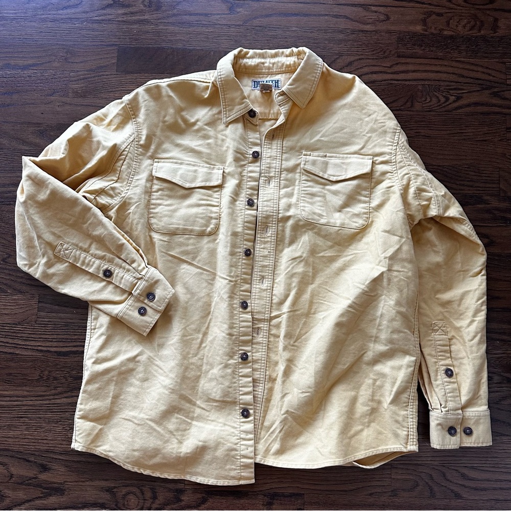 Duluth Trading Co Yellow Brushed Cotton button down long sleeve Shirt